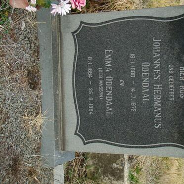 ODENDAAL Johannes Hermanus 1888-1972 &amp; Emma MASSYN 1894-1984