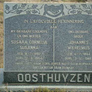 OOSTHUYZEN Johannes Wilhelmus 1884-1968 &amp; Susara Cornelia Susanna 1887-1954