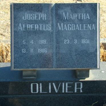 OLIVIER Joseph Albertus 1919-1986 &amp; Martha Magdalena 1931-