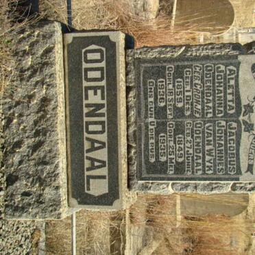 ODENDAAL Jacobus Johannes van Wyk 1849-1935 &amp; Aletta Johanna CRONJE 1859-1936