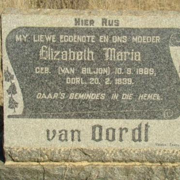 OORDT Elizabeth Maria, van nee VAN BILJON 1889-1939