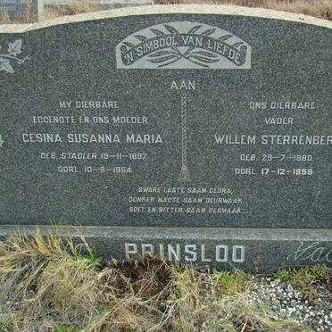PRINSLOO Willem Sterrenberg 1880-1959 &amp; Gesina Susanna Maria STADLER 1887-1964