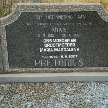 PRETORIUS Mias 1915-1981 &amp; Maria Magdalena 1919-2007