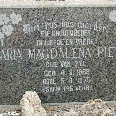 PIETERS Maria Magdalena nee VAN ZYL 1888-1975