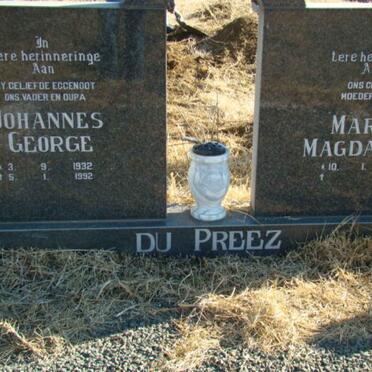 PREEZ Johannes George, du 1932-1992 &amp; Maria Magdalena 1934-