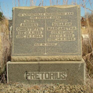 PRETORIUS Andries Christoffel 1889-1944 &amp; Susarah Margaretha VILJOEN 1892-1949