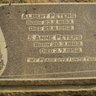 PETERS Albert 1862-1952 &amp; S. Anne 1862-1952