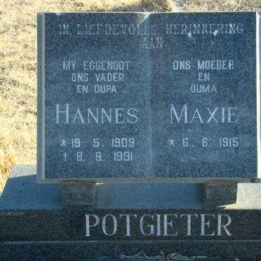 POTGIETER Hannes 1909-1991 &amp; Maxie 1915-
