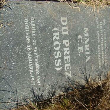 PREEZ Maria C.E., du nee ROSS 1891-1977