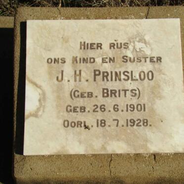 PRINSLOO J.H. nee BRITS  1901-1928