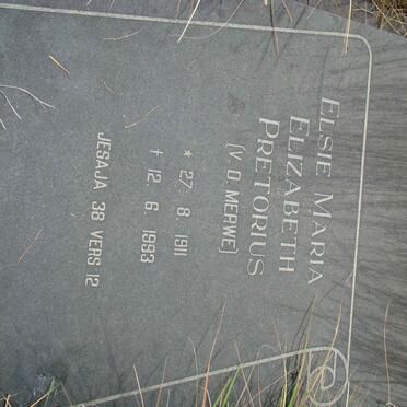 PRETORIUS Elsie Maria Elizabeth nee VAN DER MERWE 1911-1993