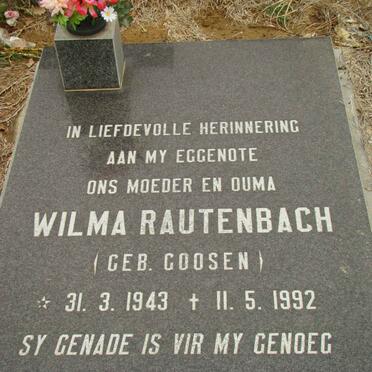 RAUTENBACH Wilma nee GOOSEN 1943-1992