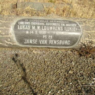 RENSBURG Lukas M.W. Louwrens, Janse van 1899-1971