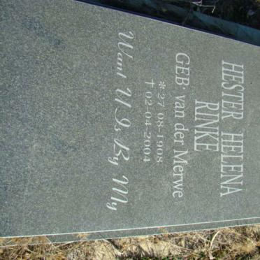 RINKE Hester Helena nee VAN DER MERWE 1908-2004