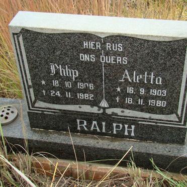 RALPH Philip 1906-1982 &amp; Aletta 1903-1980