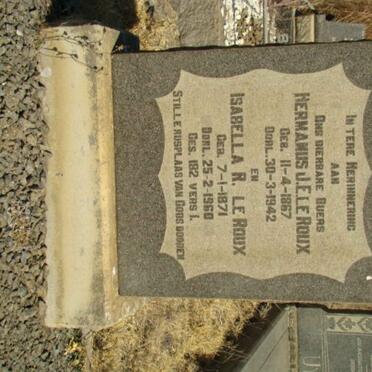 ROUX Hermanus J.E., le 1867-1942 &amp; Isabella R. 1871-1960
