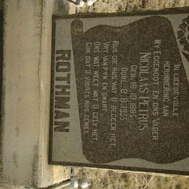 ROTHMAN Nicolaas Petrus 1885-1955