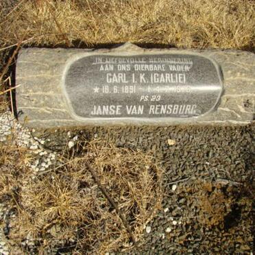 RENSBURG Carl I.K., Janse van 1891-1973