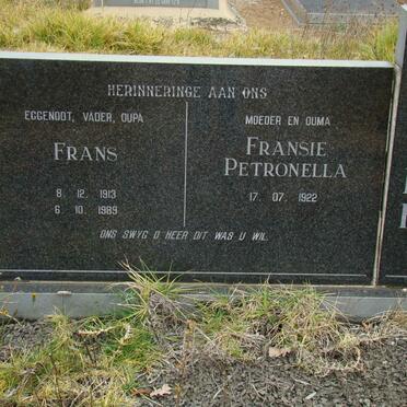 RALPH Frans 1913-1989 &amp; Fransie Petronella 1922-