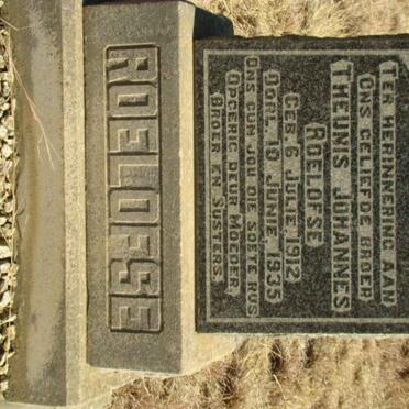 ROELOFSE Theunis Johannes 1912-1935