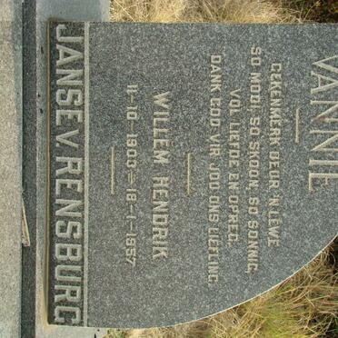 RENSBURG Willem Hendrik, Janse van 1903-1957
