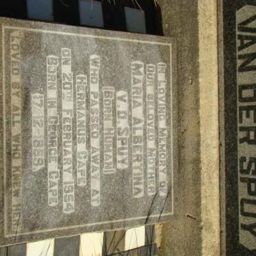 SPUY Maria Albertina, v.d. nee HUMAN 1859-1954