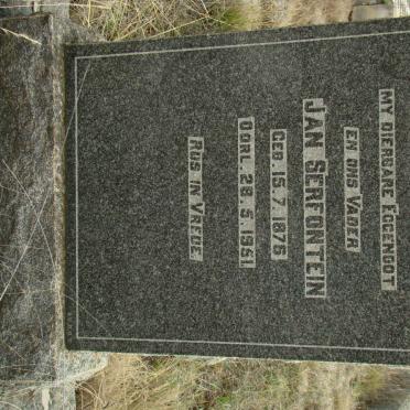 SERFONTEIN Jan 1876-1951