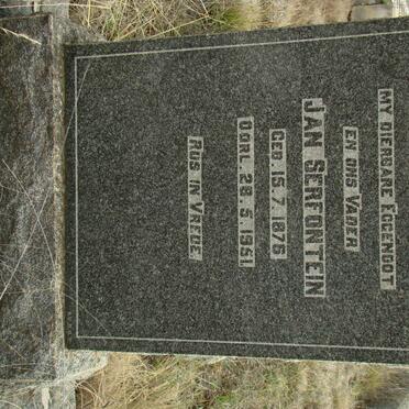 SERFONTEIN Jan 1876-1951