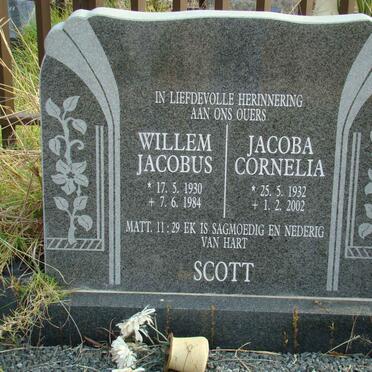 SCOTT Willem Jacobus 1930-1984 &amp; Jacoba Cornelia 1932-2002