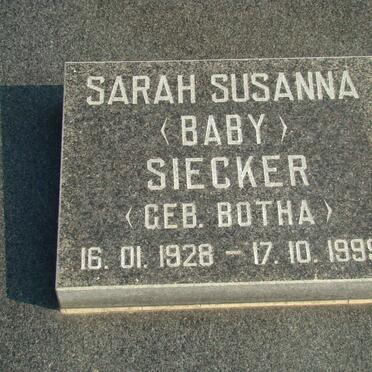 SIECKER Sarah Susanna nee BOTHA 1928-1999