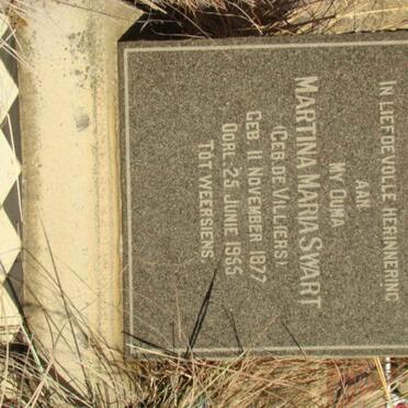 SWART Martina Maria nee DE VILLIERS 1877-1955