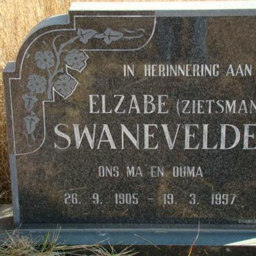SWANEVELDER Elzabe nee ZIETSMAN 1905-1997