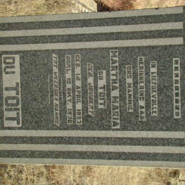 TOIT Martha Maria, du nee JOUBERT 1883-1938