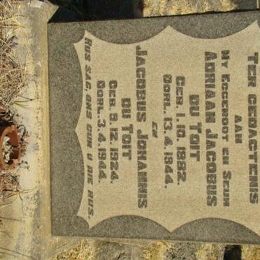 TOIT Adriaan Jacobus, du 1882-1944 :: TOIT Jacobus Johannes, du 1924-1944