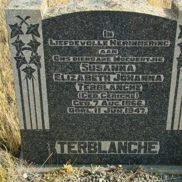 TERBLANCHE Susanna Elizabeth Johanna, nee GERICKE 1866-1947