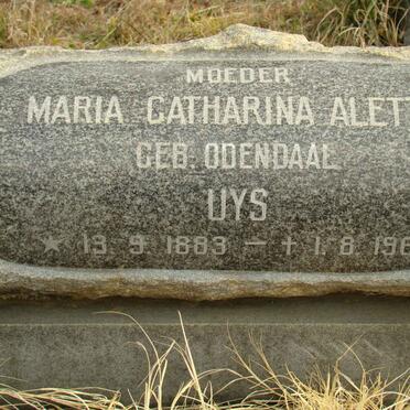 UYS Maria Catharina Aletta nee ODENDAAL 1883-1964