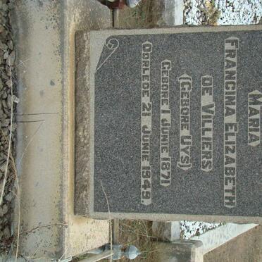VILLIERS Francina Elizabeth, de nee UYS 1871-1949