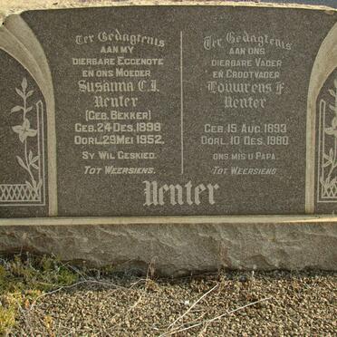 VENTER Louwrens F. 1893-1980 &amp; Susanna C.J. BEKKER 1898-1952