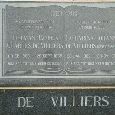 VILLIERS Tielman Jacobus Charles, de 1895-1968 &amp; Catharina Johanna DE BEER 1902-1984