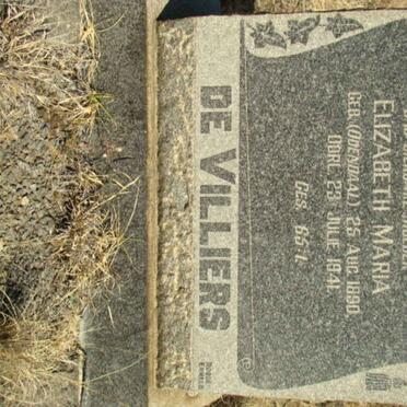 VILLIERS Elizabeth Maria, de nee ODENDAAL 1890-1941