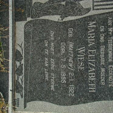 WIESE Maria Elizabeth nee MATTHEW 1922-1955