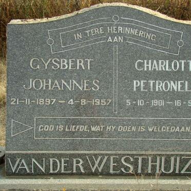 WESTHUIZEN Gysbert Johannes, van der 1897-1957 &amp; Charlotta Petronella 1901-1995