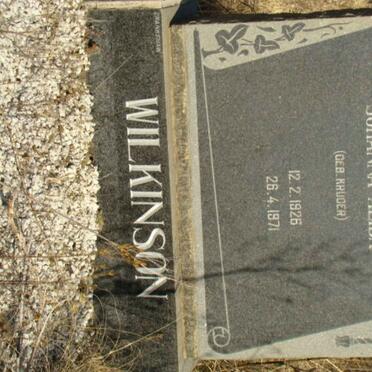 WILKINSON Johanna Alida nee KRUGER 1926-1971