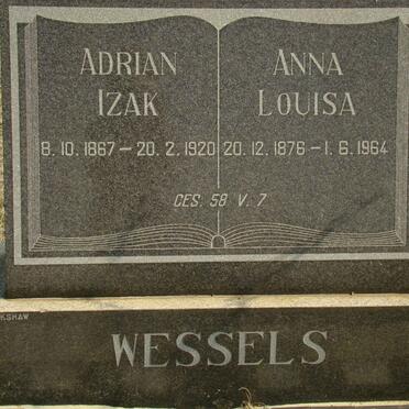 WESSELS Adrian Izak 1867-1920 &amp; Anna Louisa 1876-1964