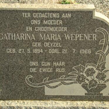 WEPENER Catharina Maria nee DEYZEL 1894-1966