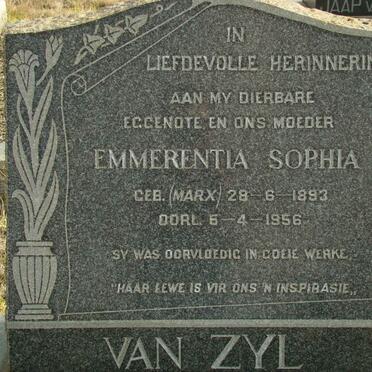 ZYL Emmerentia Sophia, van nee MARX 1893-1956