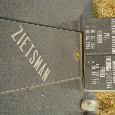 ZIETSMAN Paul Hendrik 1914-1994 &amp; Fredrika Christina Freda VERSTER 1928-