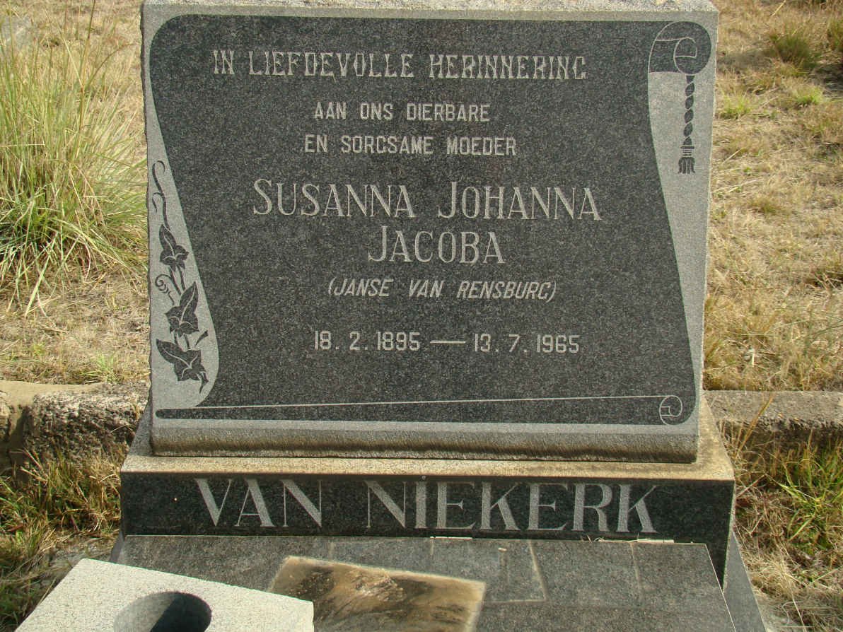 NIEKERK Susanna Johanna, van nee JANSE VAN RENSBURG 1895-1965