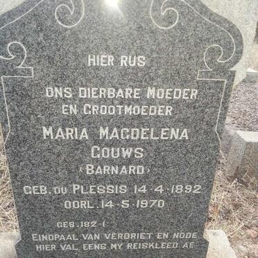 GOUWS Maria Magdelena formerly BARNARD nee DU PLESSIS 1892-1970