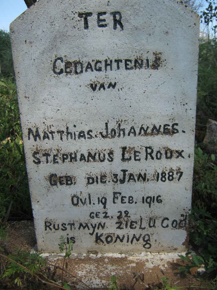 ROUX Matthias Johannes Stephanus, le 1887-1916